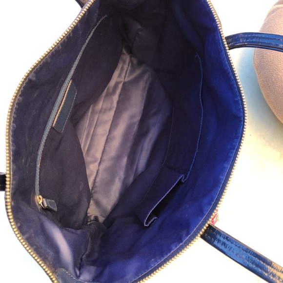 Coach Laura Signature Blue Plaid Multicolor Tartan Canvas Leather Tote Bag - Picture 4 of 12